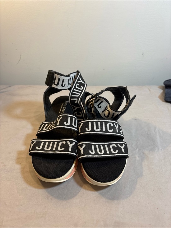Juicy Couture Shoes - Juicy Couture Black and White Logo Strap Platform Sandals